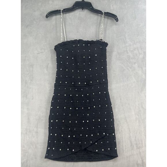 Retrofête Adara Dress Size Medium Black Mini embellished Sheath dress - Picture 4 of 14